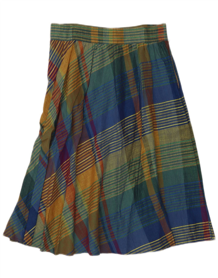 Gonna a trapezio da donna vintage W32 grande motivo a quadri multicolore