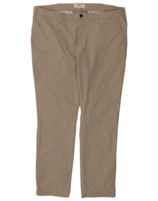 Pantaloni chino slim fit da uomo Marks & Spencer W40 L31 cotone beige