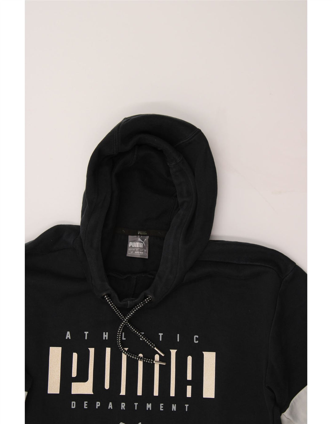 PUMA Mens Graphic Hoodie Jumper Small Black Cotton Vintage Puma and Second-Hand Puma from Messina Hembry 