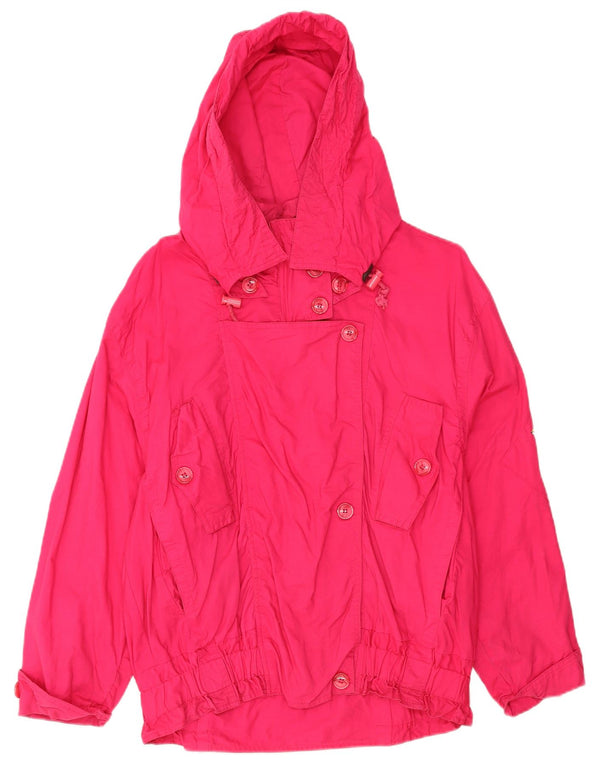 Giacca a vento oversize con cappuccio da donna vintage UK 12 Cotone rosa medio