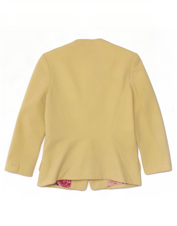 Giacca blazer da donna a 3/4 maniche a 1 bottone Ted Baker taglia 3 media gialla