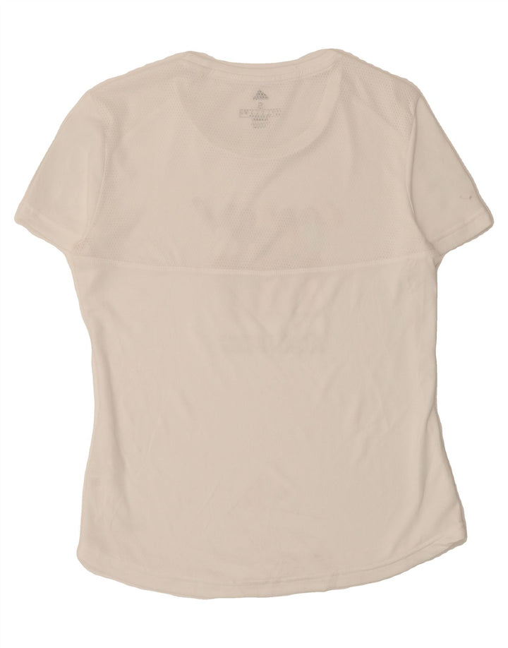 ADIDAS Womens Climacool Graphic T-Shirt Top UK 8/10 Small White Vintage Adidas and Second-Hand Adidas from Messina Hembry 