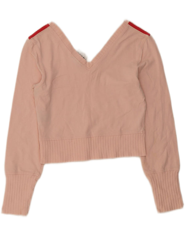 Top corto da donna Adidas manica lunga UK 12 cotone rosa medio