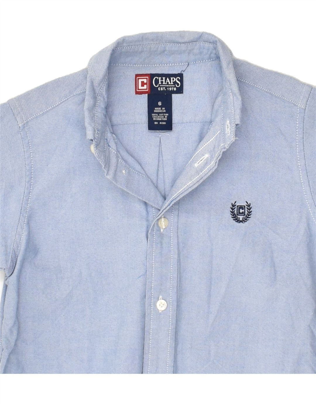 CHAPS Boys Shirt 5-6 Years Blue Cotton | Vintage Chaps | Thrift | Second-Hand Chaps | Used Clothing | Messina Hembry 