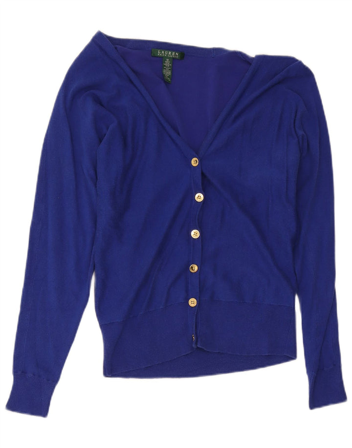 Maglione cardigan da donna Ralph Lauren UK 12 seta blu medio