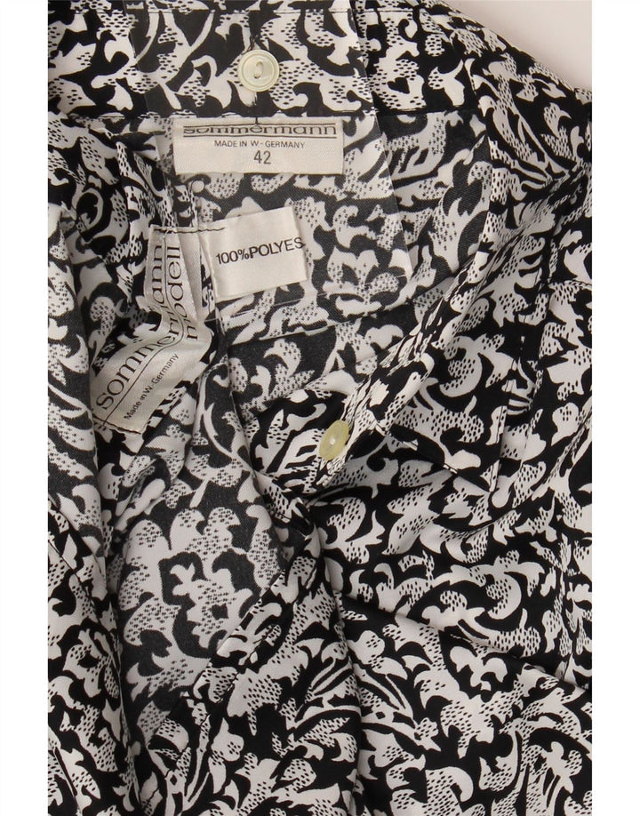 SOMMERMANN Womens Shirt Blouse EU 42 Large Black Floral Polyester Vintage Sommermann and Second-Hand Sommermann from Messina Hembry 