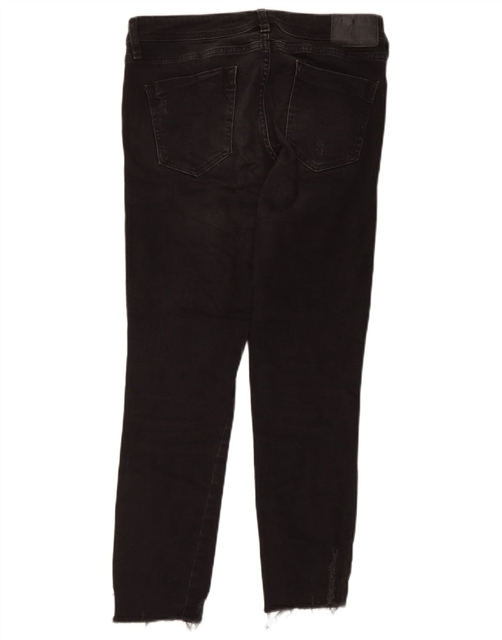 Jeans slim invecchiati da donna Zara EU 38 piccoli W28 L26 cotone nero