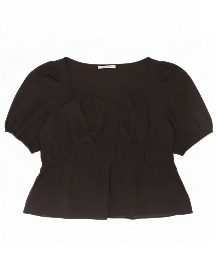 Top camicetta da donna Marks & Spencer UK 22 3XL poliestere nero