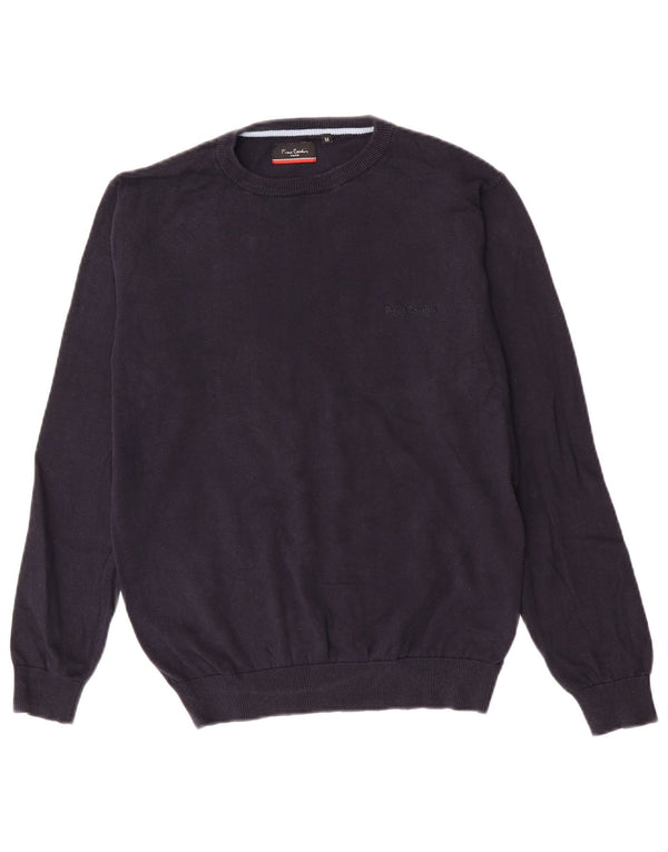 Maglione maglione girocollo da uomo Pierre Cardin cotone medio blu navy