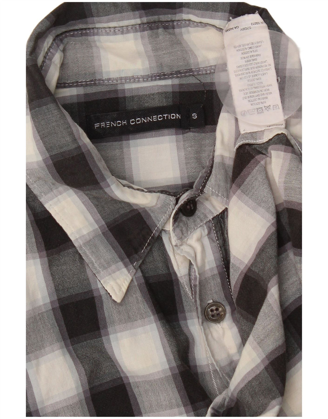 Camicia da uomo French Connection piccola in cotone a quadri neri