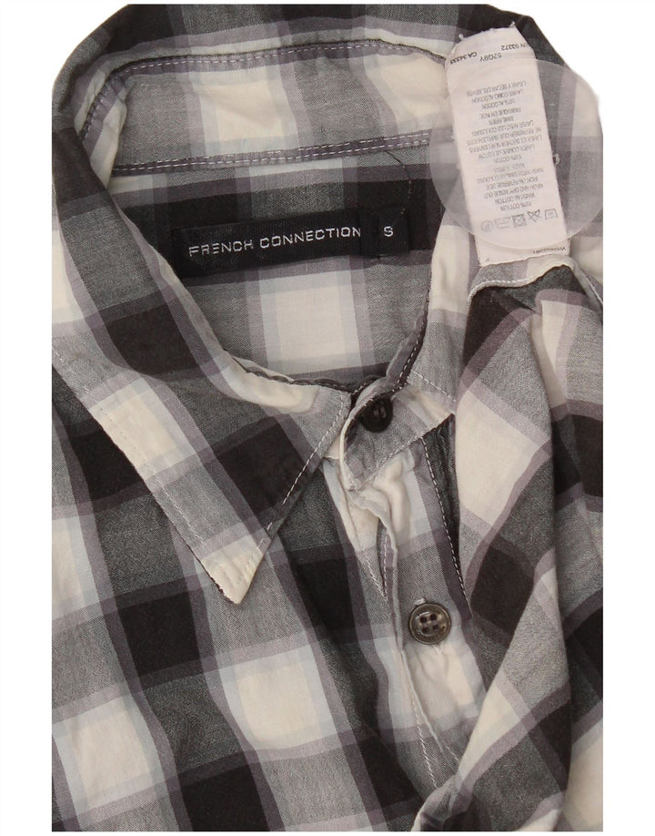 Camicia da uomo French Connection piccola in cotone a quadri neri