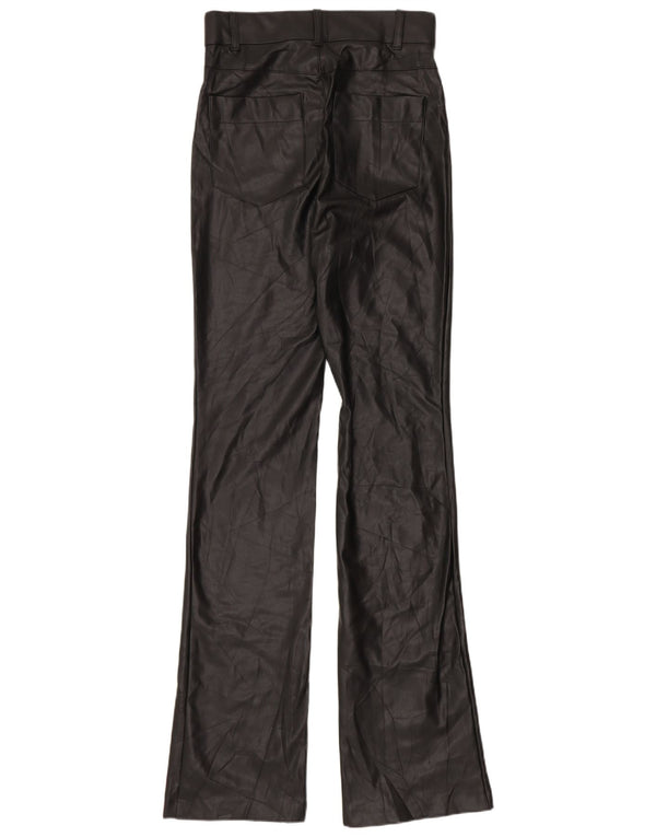 Zara Pantaloni da donna in ecopelle bootcut a vita alta XS W24 L33 Nero