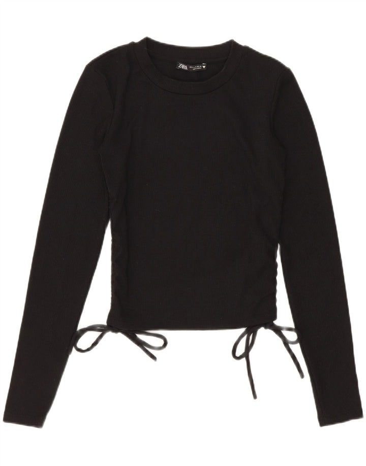 Top corto da donna Zara a maniche lunghe UK 8 piccolo poliestere nero