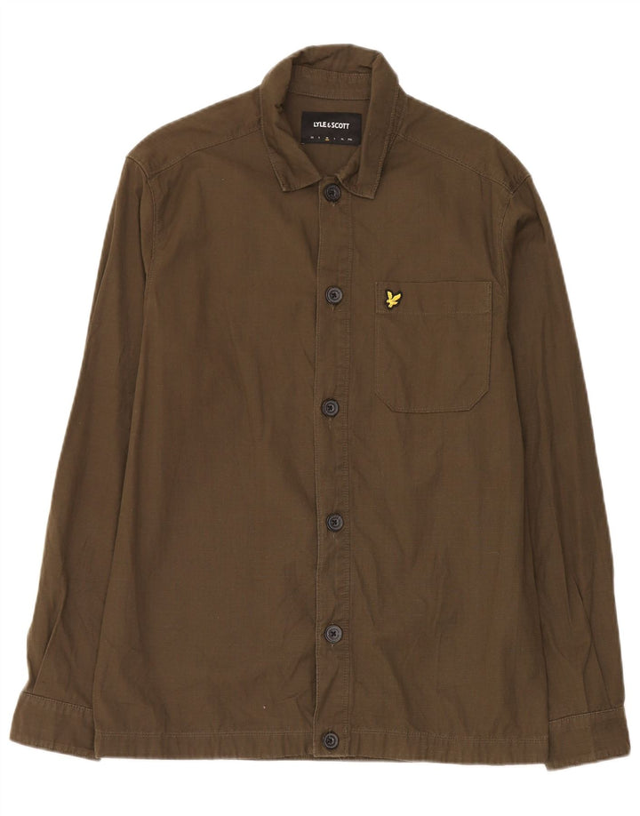 Camicia da uomo Lyle & Scott in cotone kaki medio