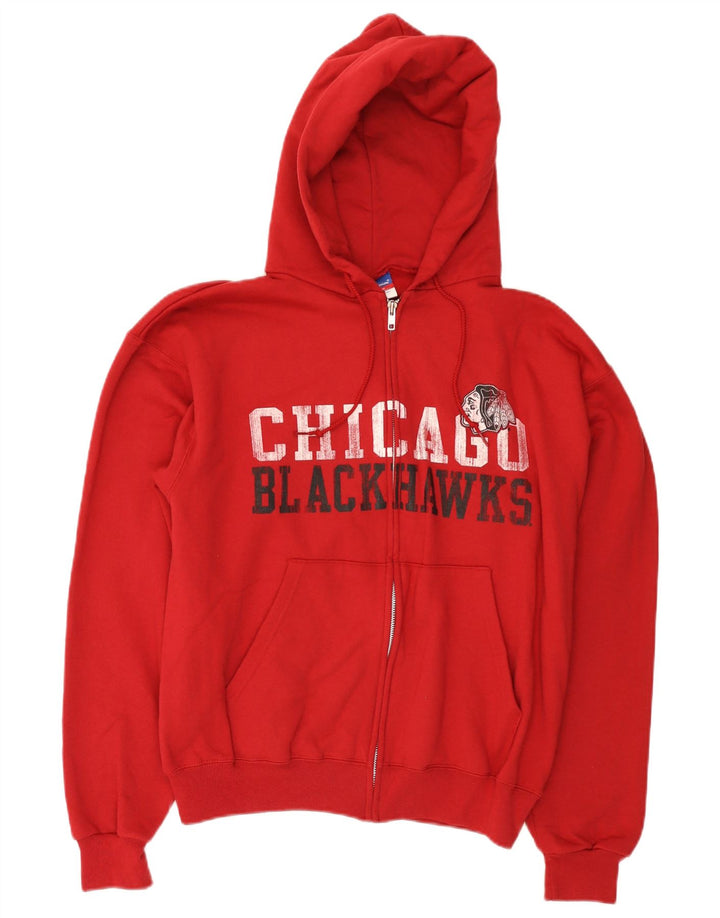 Maglione con cappuccio e zip grafica Champion da uomo Chicago Blackhawks rosso medio