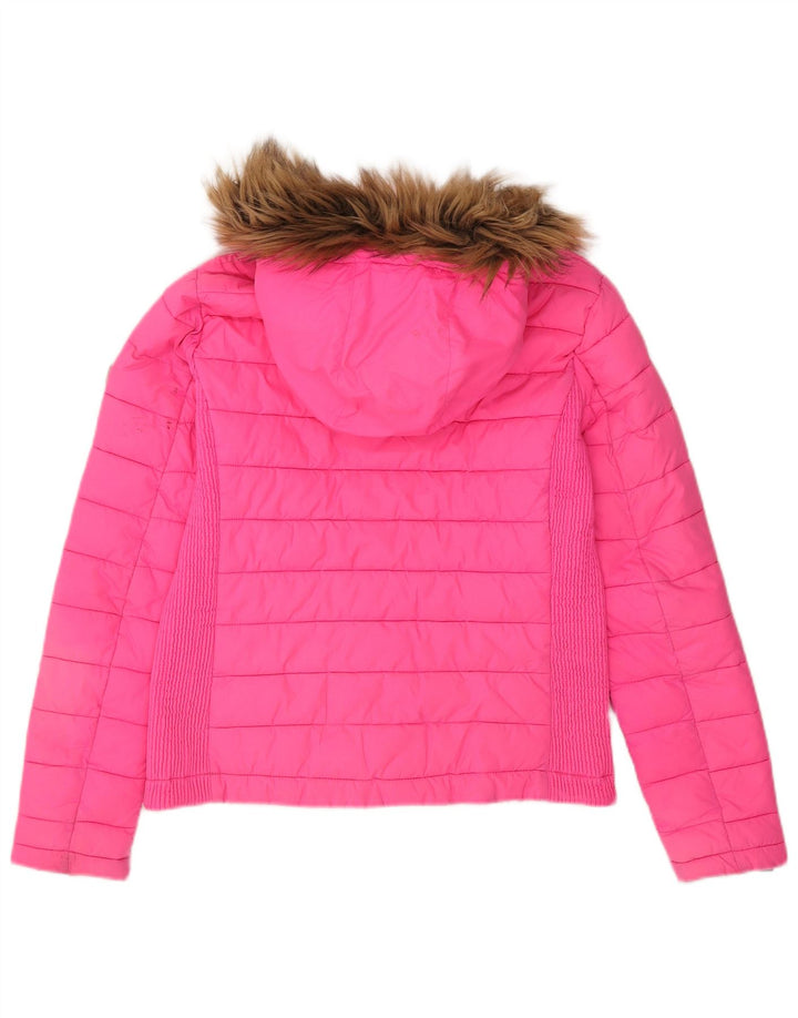 Giacca imbottita con cappuccio da donna Superdry UK 14 Large Pink Poliestere