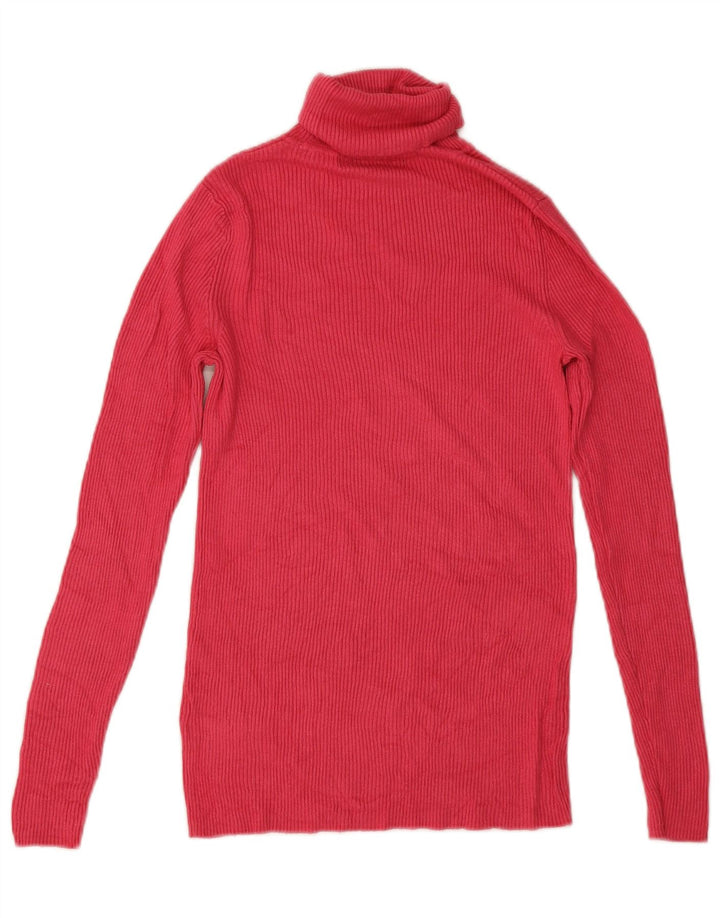Maglione maglione a collo alto da donna Marks & Spencer UK 10 piccolo in viscosa rosa