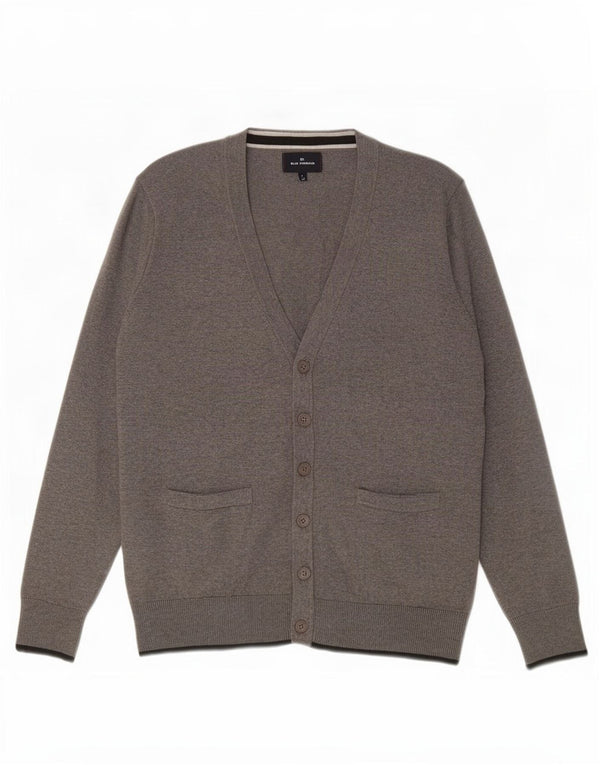 Maglione cardigan da uomo Marks & Spencer Blue Harbour in cotone grigio medio