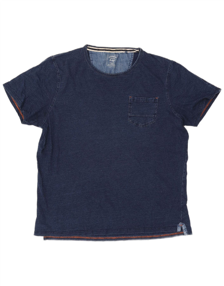 T-shirt indaco da uomo Fat Face Top 2XL cotone blu navy