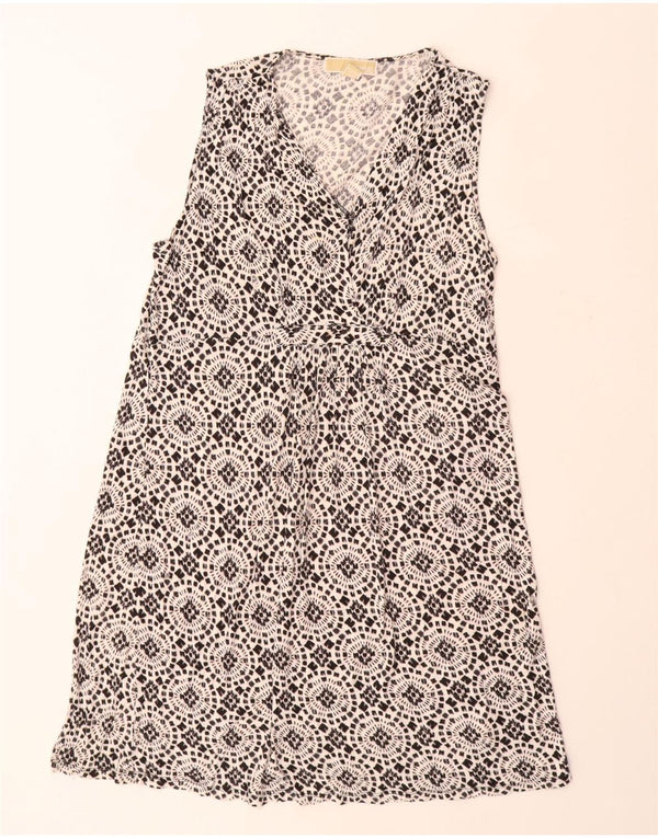 MICHAEL KORS Abito da donna senza maniche a trapezio UK 18 XL Rayon floreale nero