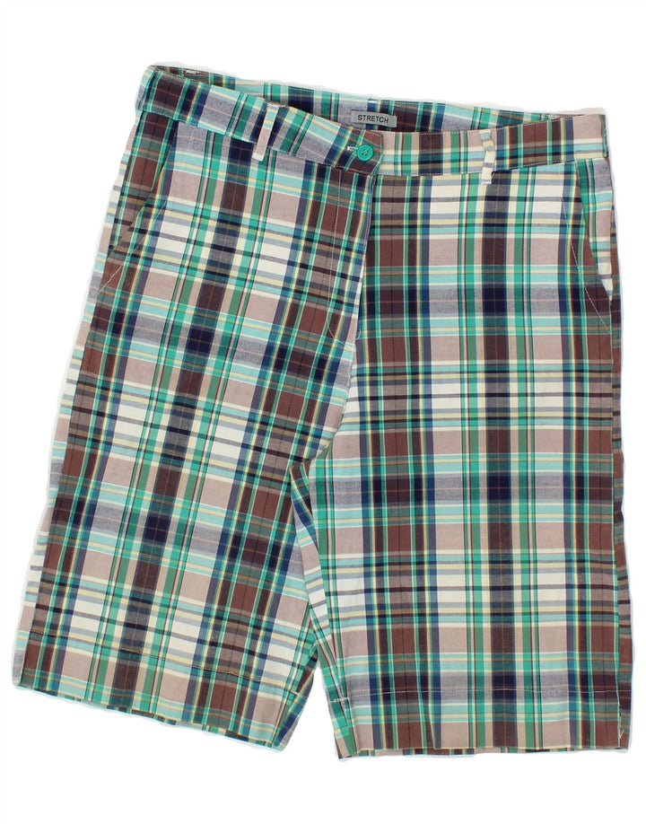 VINTAGE Womens Chino Shorts US 12 Large W34  Multicoloured Check Polyester Vintage Vintage and Second-Hand Vintage from Messina Hembry 