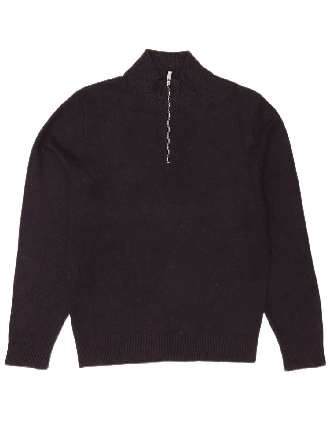 Maglione maglione da uomo con zip e collo Massimo Dutti blu navy medio