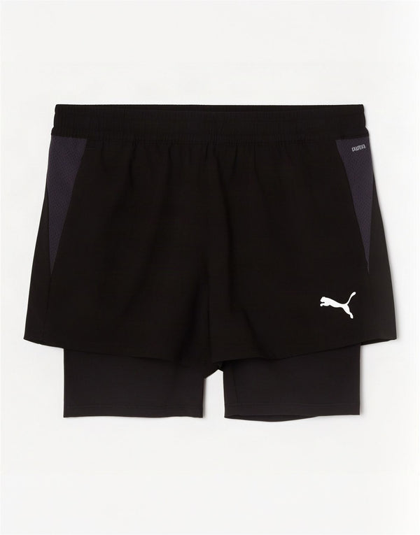 Pantaloncini sportivi da uomo Puma Small neri in poliestere color block