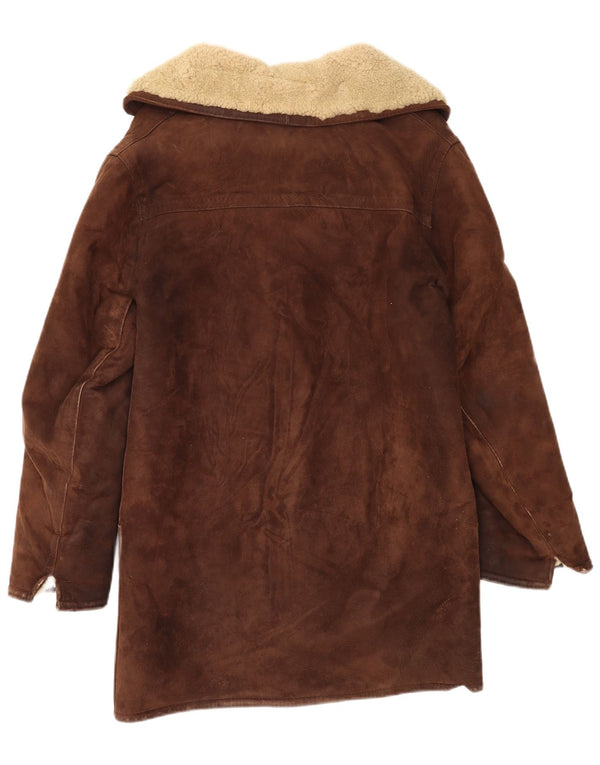 Cappotto vintage in shearling da donna UK 14 Marrone medio