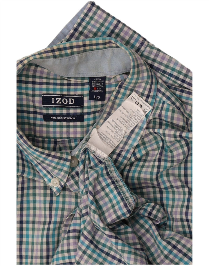 Camicia da uomo Izod grande in cotone a quadretti multicolore