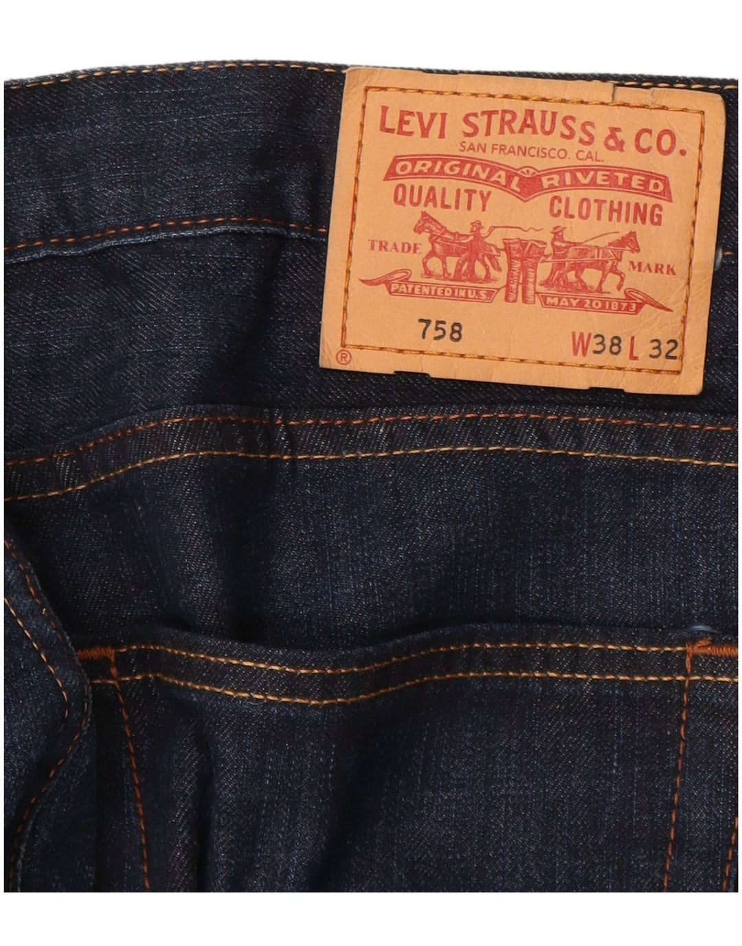 LEVI'S Jeans dritti da uomo 758 W38 L32 cotone blu navy