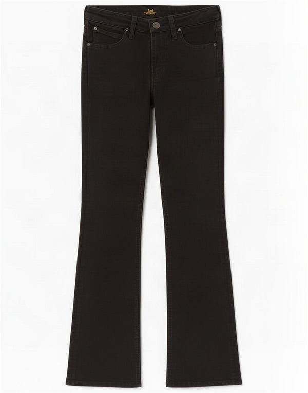 Lee Womens Hoxie Flared Jeans W26 L33 Black Cotton