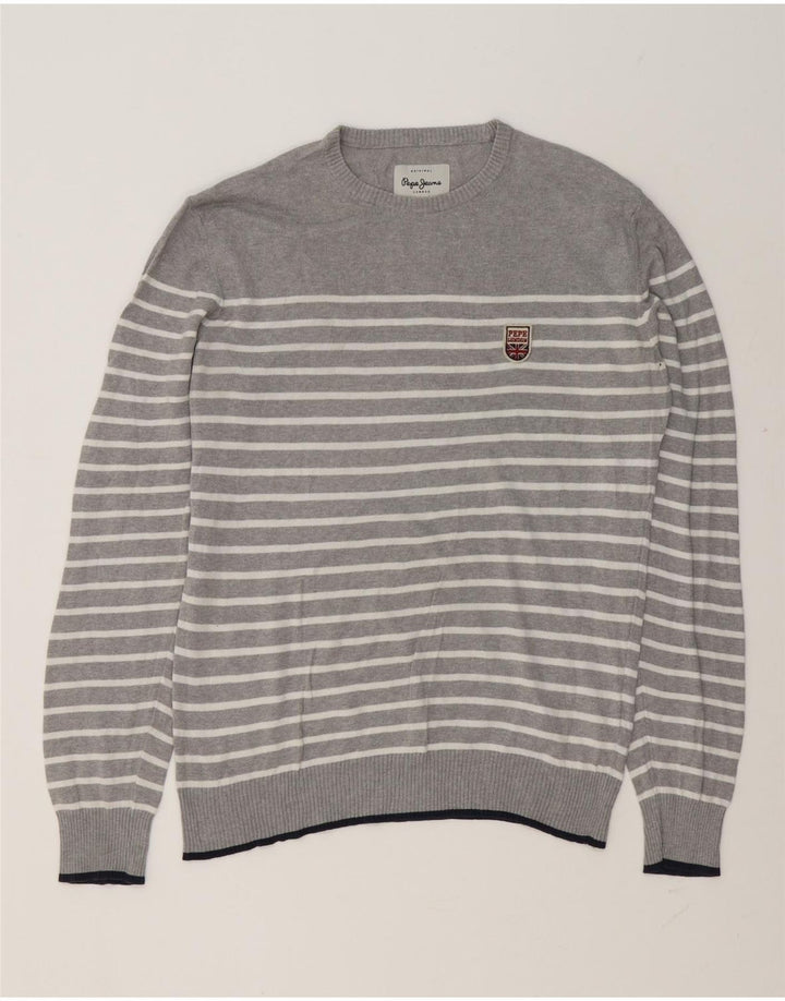 Maglione maglione girocollo da uomo PEPE Jeans a righe piccole grigie