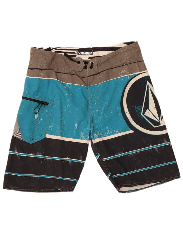 Pantaloncini da bagno da uomo Volcom in poliestere color block blu medio