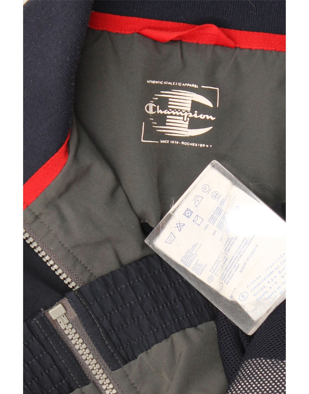 CHAMPION Giacca da tuta da uomo di grandi dimensioni in poliestere color block blu navy