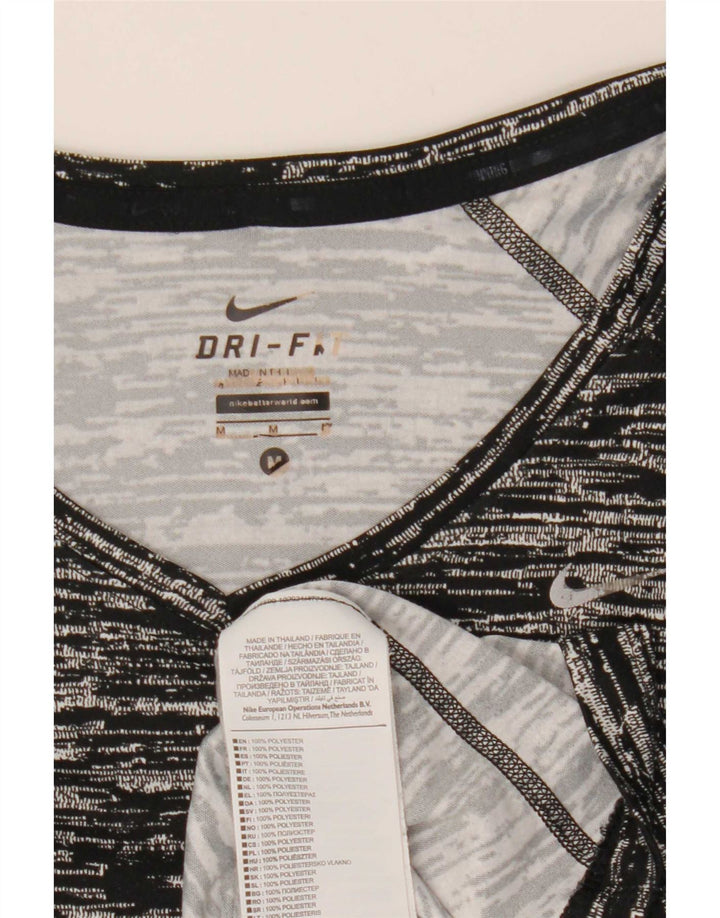 T-shirt Nike Dri Fit da donna, taglia UK 12, poliestere medio nero screziato