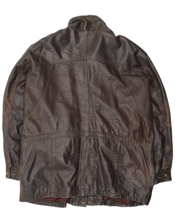 Giacca in pelle vintage da uomo UK 44 2XL Pelle nera