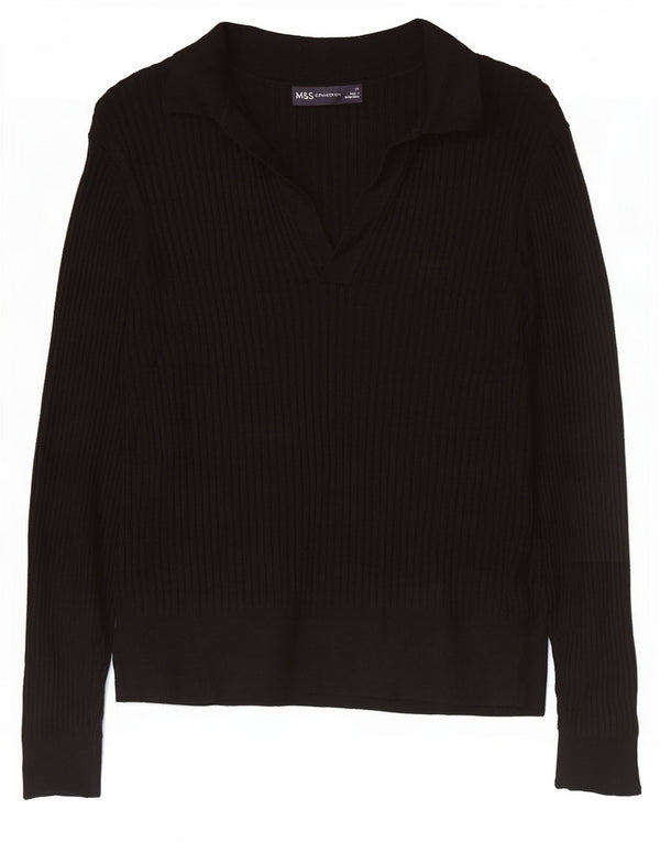 Polo a maniche lunghe da donna Zara UK 14 viscosa nera media