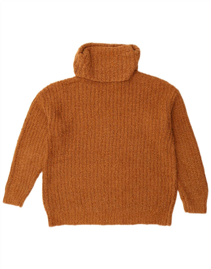 Maglione maglione oversize a collo alto Marks & Spencer da donna UK 10 piccolo marrone
