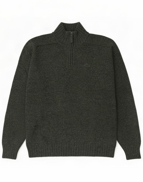 Maglione Kappa da uomo con zip e collo 2XL Lana vergine screziata verde