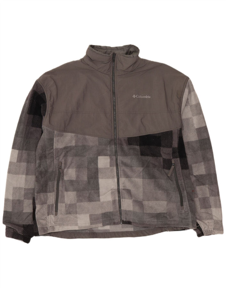 Giacca in pile Interchange da uomo COLUMBIA UK 44 2XL Poliestere geometrico grigio
