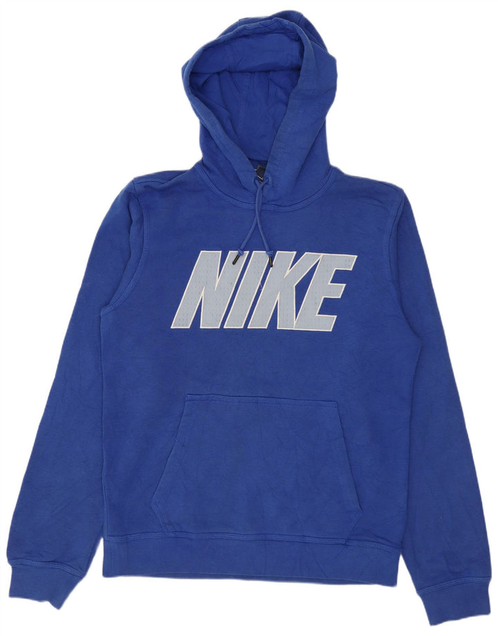 Felpa con cappuccio grafica Nike da uomo piccola in cotone blu
