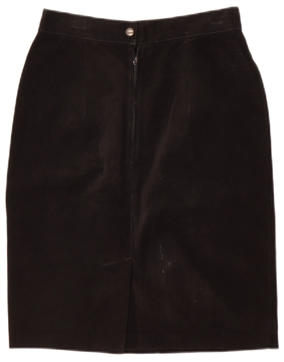 Gonna vintage in pelle scamosciata da donna IT 40 piccola W24 nera