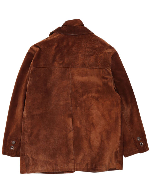 Soprabito vintage da uomo in pelle scamosciata UK 40 grande in pelle marrone