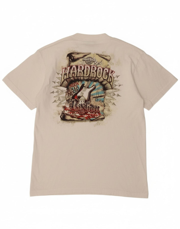 HARD ROCK CAFE Mens Lisbon Graphic T-Shirt Top Medium White Cotton