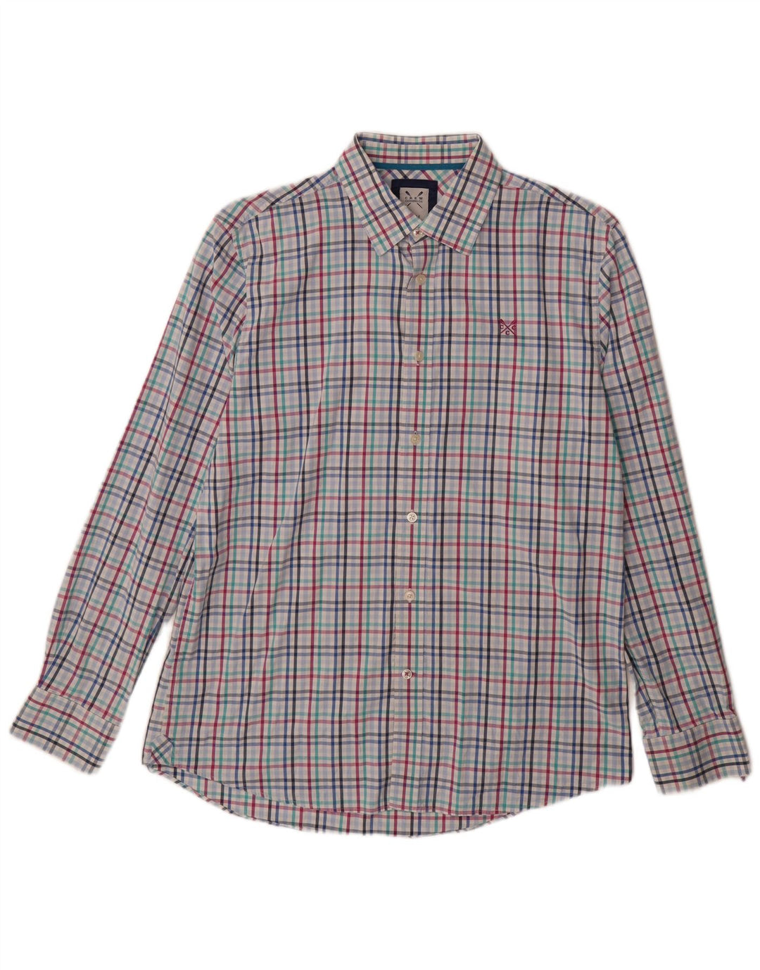 CREW CLOTHING Camicia da uomo in cotone a quadri grandi blu