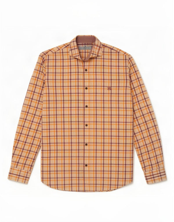 Camicia da uomo Harmont & Blaine in cotone a quadri arancioni grandi