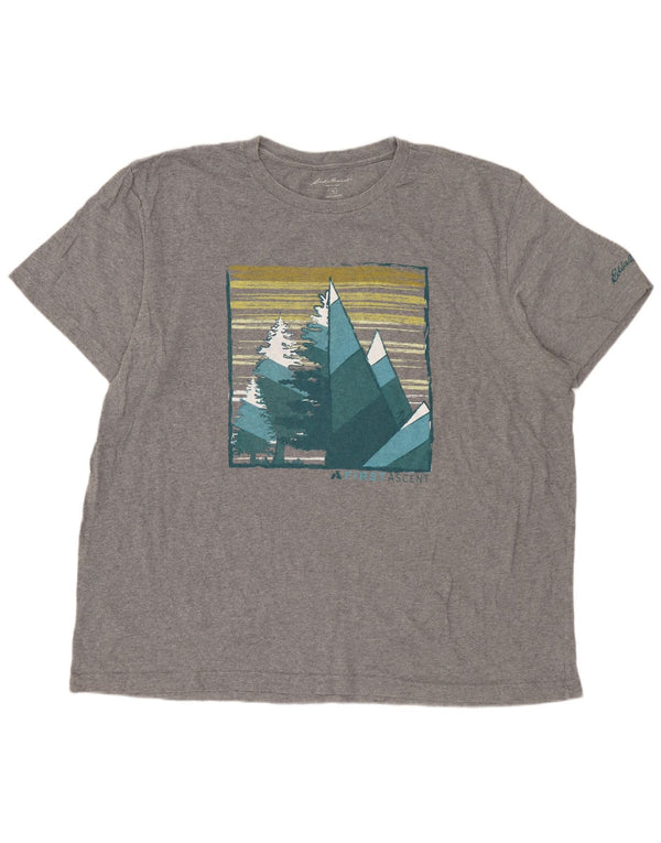 T-shirt grafica da uomo EDDIE BAUER Top XL in cotone grigio
