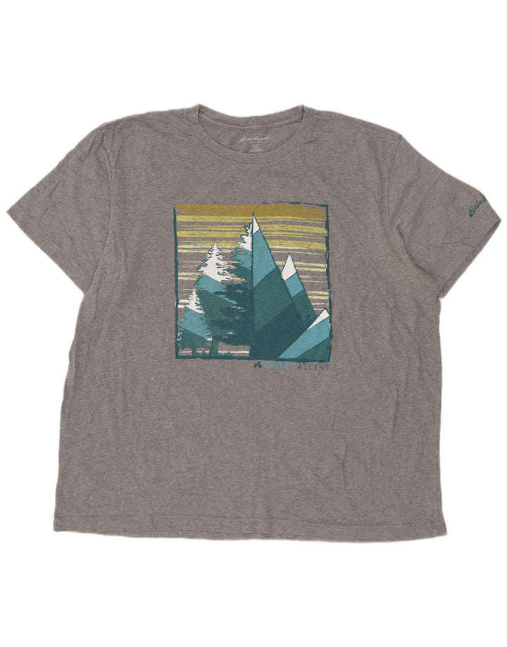 T-shirt grafica da uomo EDDIE BAUER Top XL in cotone grigio