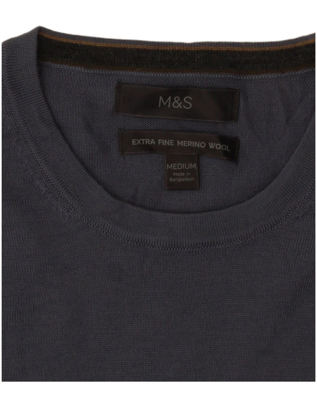 Maglione maglione girocollo da uomo Marks & Spencer in lana blu medio
