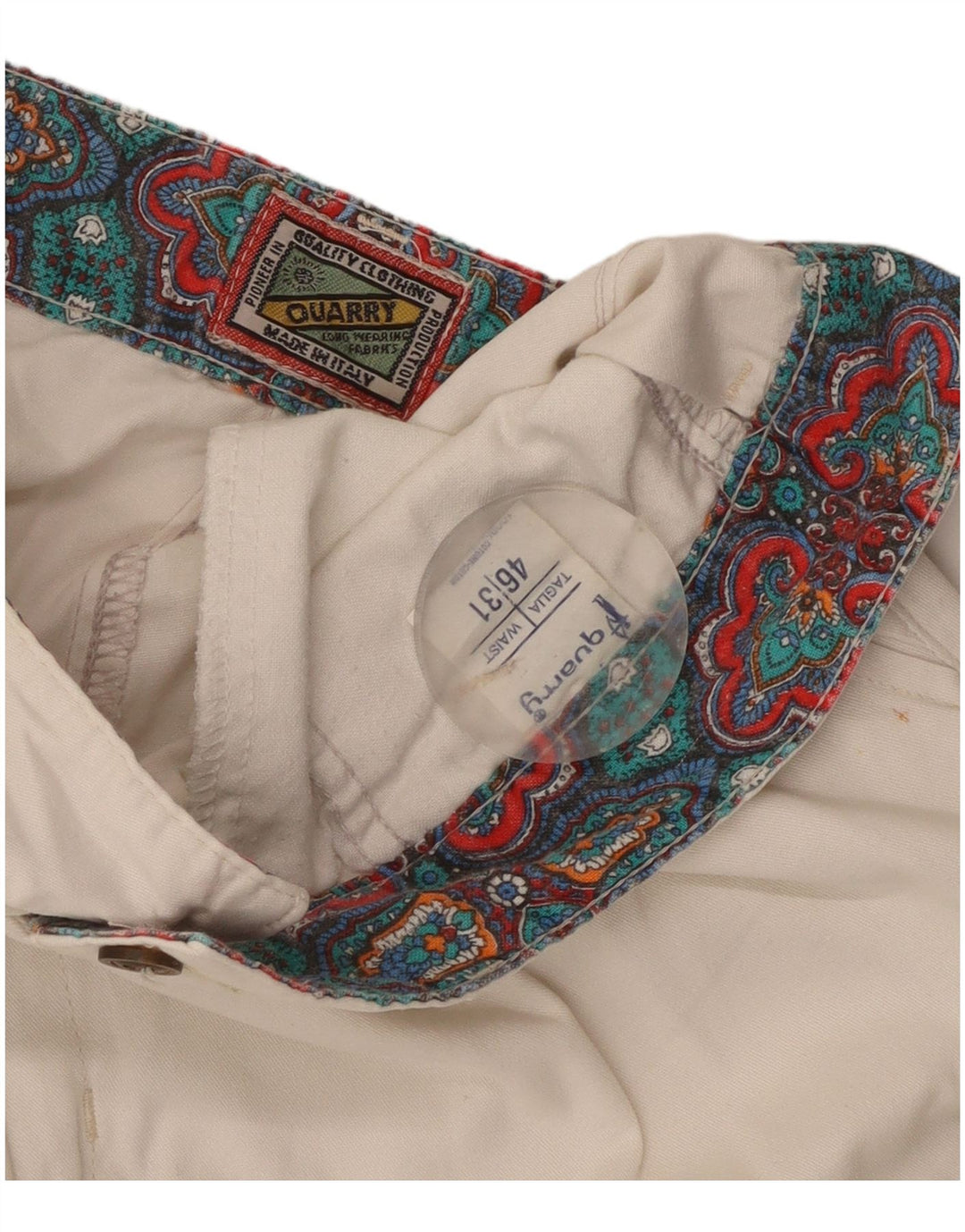 Pantaloncini chino con pegging da uomo QUARRY W31 cotone bianco medio